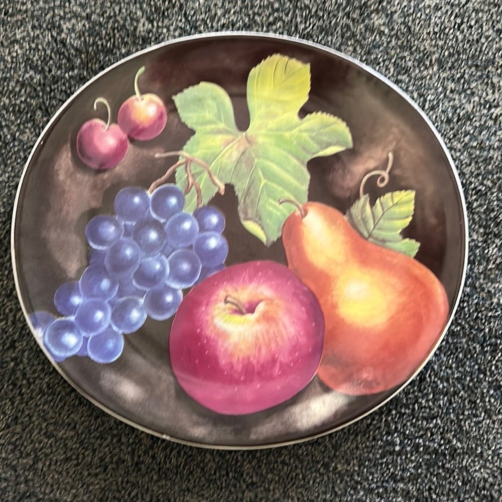 Vtg, Furio, Eden collection. Discontinued Fruit Platter. 1980, 12” Multicolor.